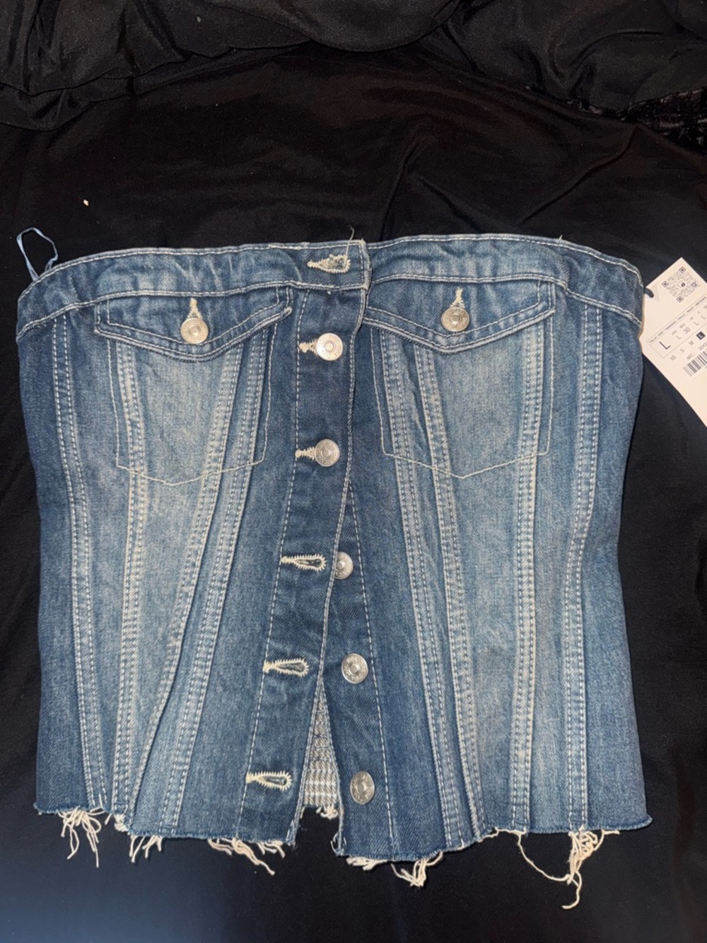 Zara Blue Denim Waistband Detail Jeans